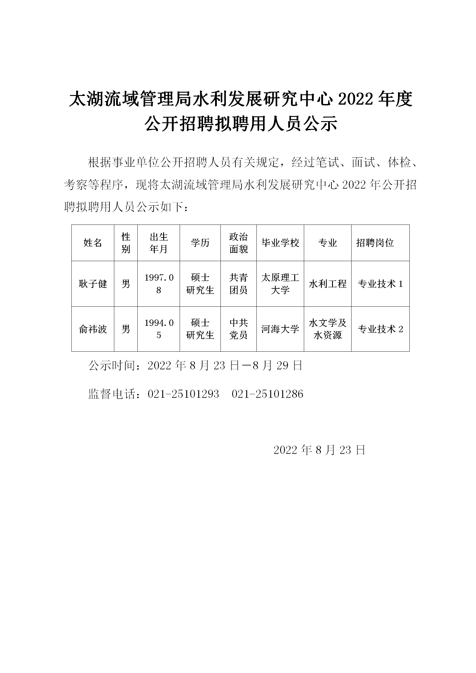 太湖流域管理局水利发展研究中心2022年公开招聘拟聘用人员公示--20220823终稿_01.png